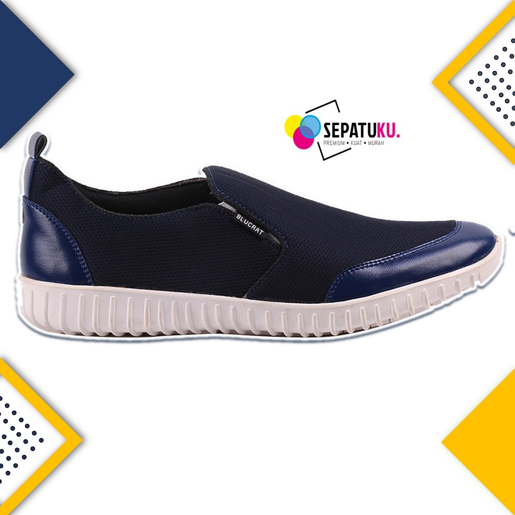 Sepatu Slip On Casual Pria Keren Sepatu Olahraga Sport Running Pria Murah Spatu Slip On Cowok Pria Spatu Original 100% - Frieza-NAVY