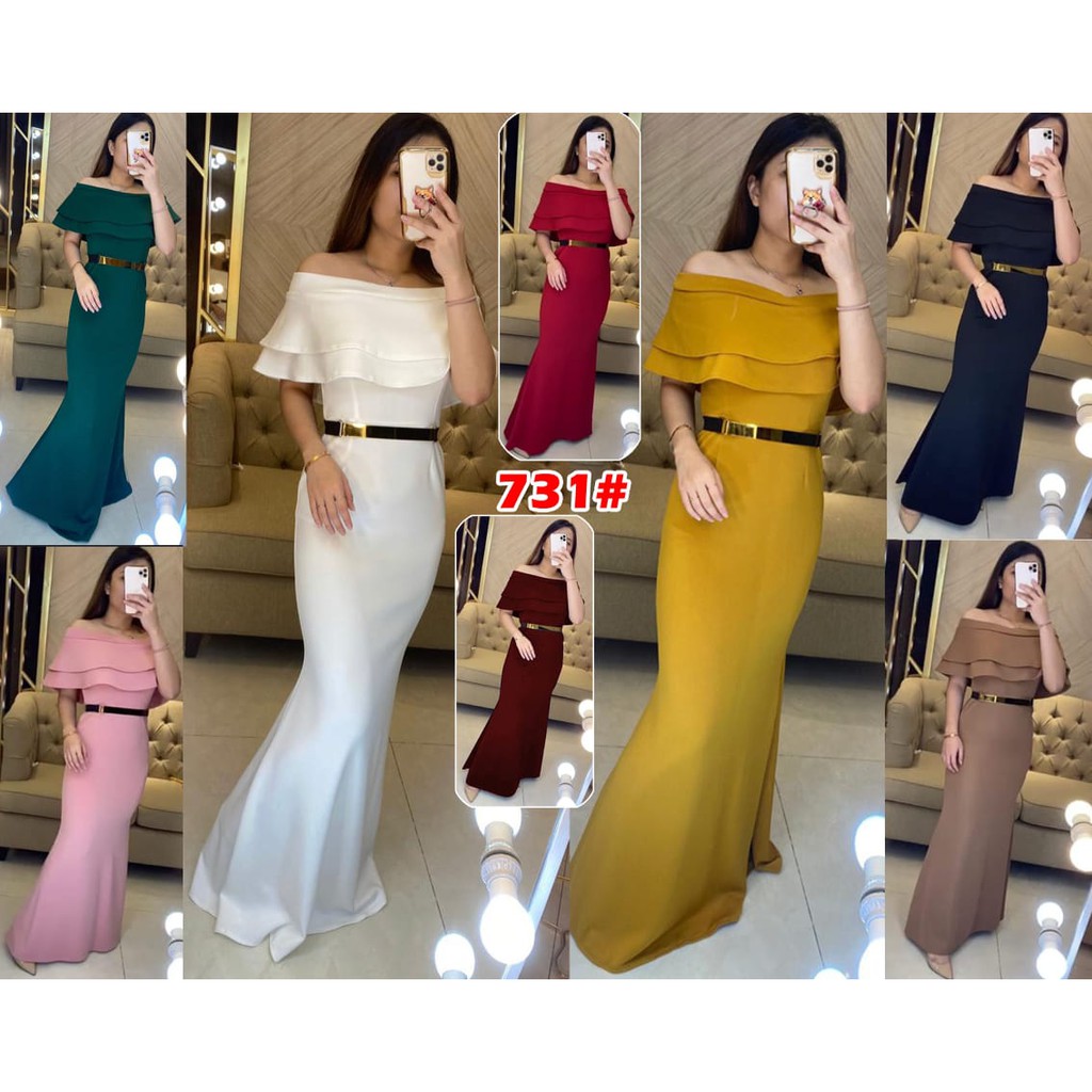Jessicacollectionn 731/727L# long dress pesta mewah / baju scuba duyung / longdress fashion import / gaun pesta scuba +FREE BELT BESI