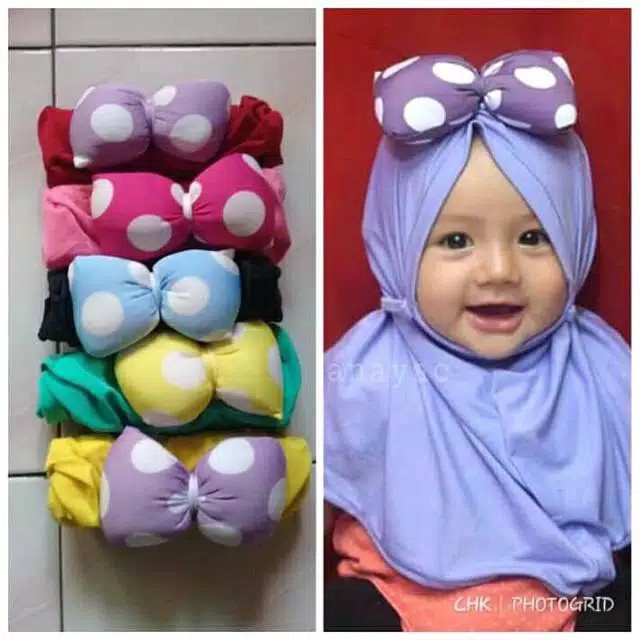 jilbab / anak / bayi / hijab /allsize 0-3 tahun/ PITA BANTAL / STOK