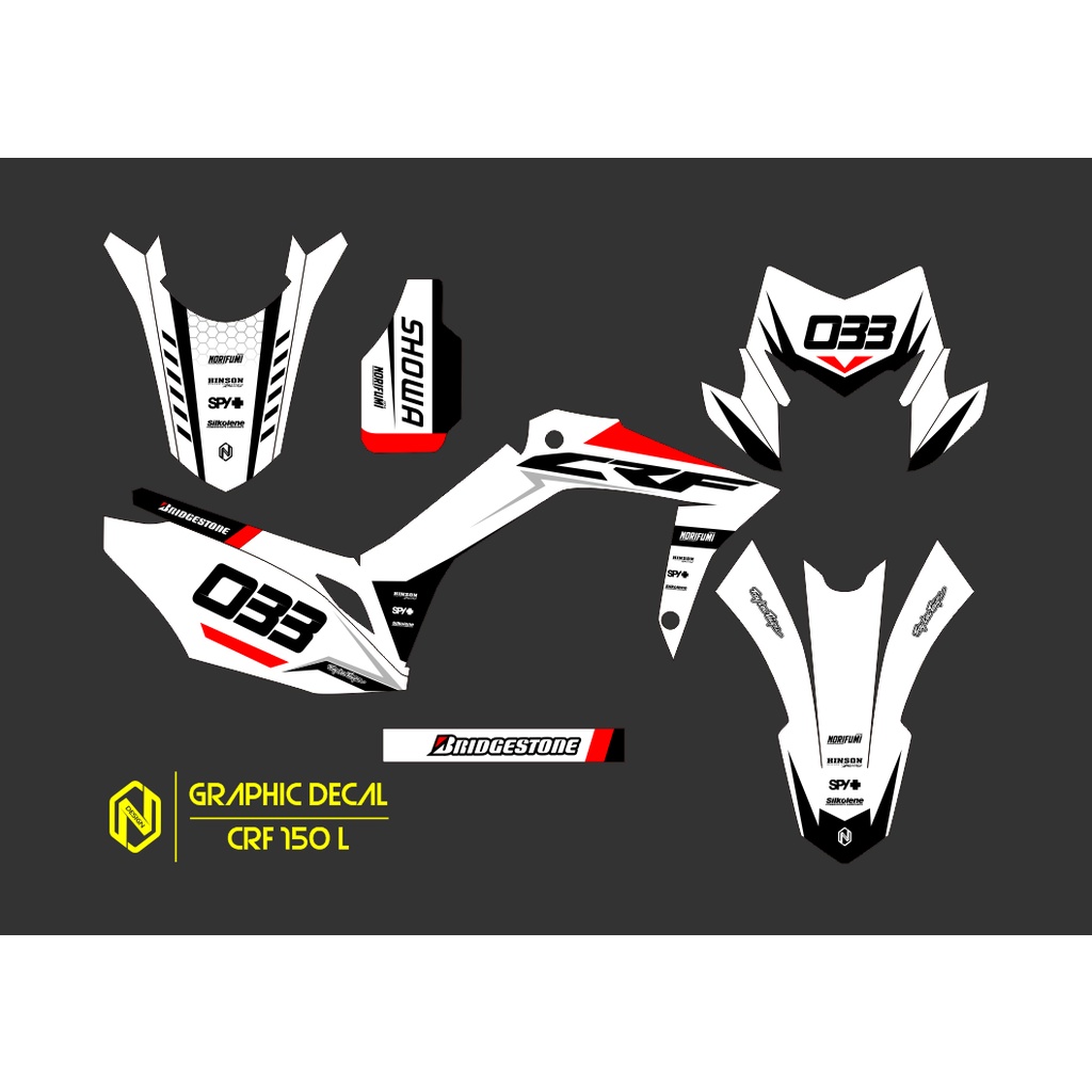 DEKAL STIKER CRF 150 L - DECAL STICKER CRF L PUTIH HITAM