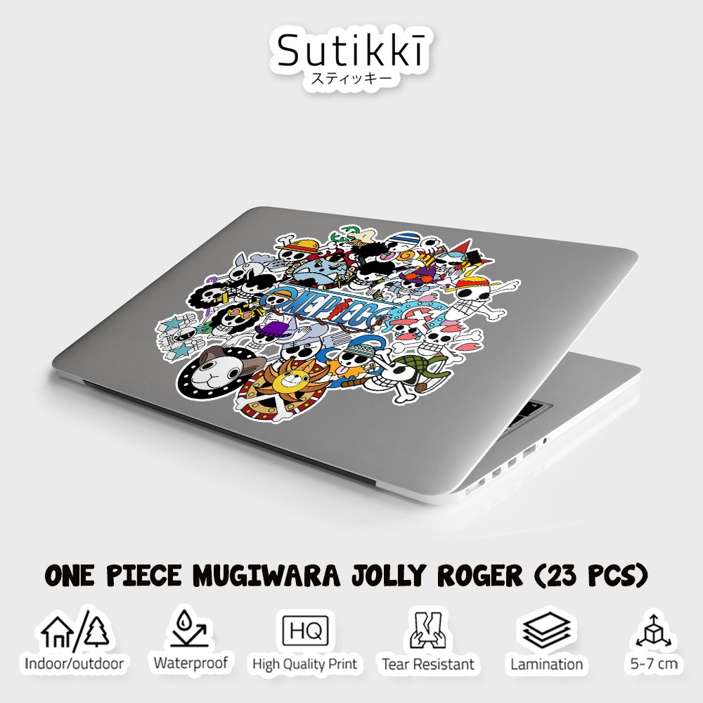 Sutikki | Sticker Pack One Piece Jolly Roger Mugiwara Straw Hat Flag Bendera Stiker Laptop Vinyl