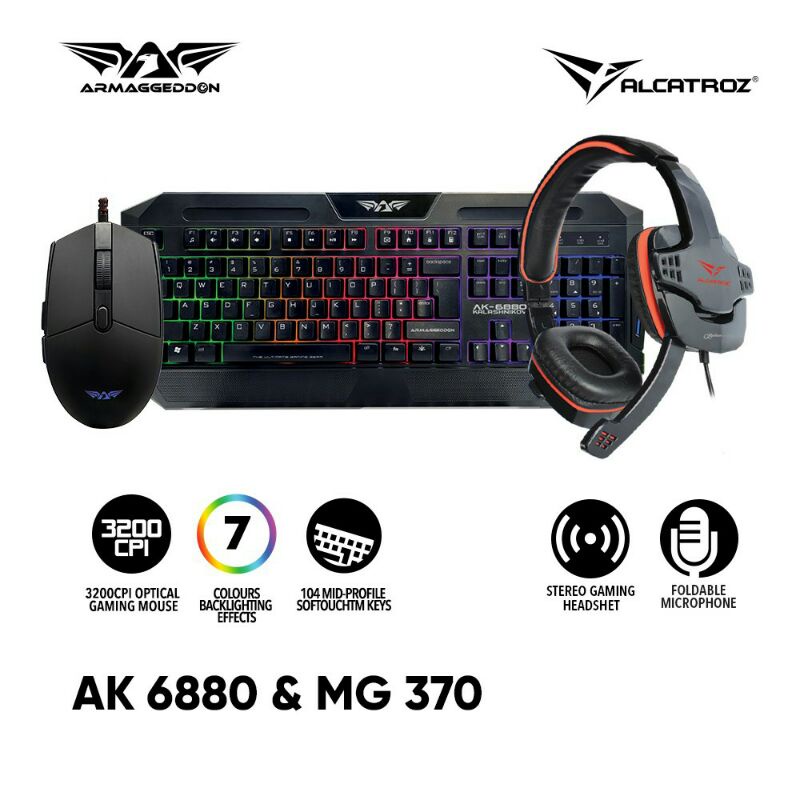 Armaggeddon Keyboard Mouse Gaming Combo AK6880 Kalashnikov + ATOM 5 / MG370 / XENON 2 / WASP 5