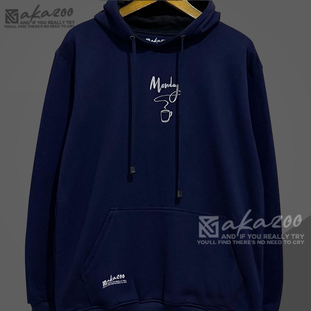 hoodie pria terlaris 2021 warna navy blue monday gambar cangkir sablon putih switer distro bandung original  hody cowok jumbo sweater big size xxl ziper hodie pria terlaris 2021 unise m l xl xxl premium  akazoo ofisial bandung