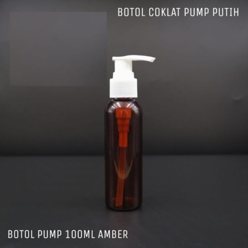 Botol Pump 100ml amber / Botol amber 100ml Tutup Pump Lotion