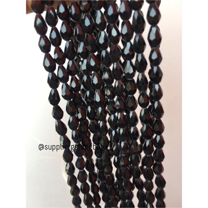 kristal Ceko tetes 10 x 6mm BLACK DOFF crystal hitam bross PREMIUM aksesoris craft fashion luxury