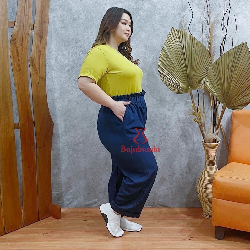 BAJUBUNDA - High Waist Kulot Pants Jumbo Wanita / Celana Panjang Kulot Big Size Polos / HIGH KULOT