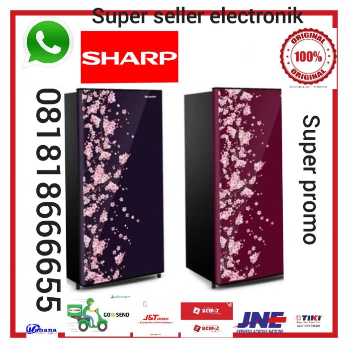 NEW LEMARI ES SHARP SAKURA SJ N162 KULKAS SHARP SAKURA 1PINTU SJN162D