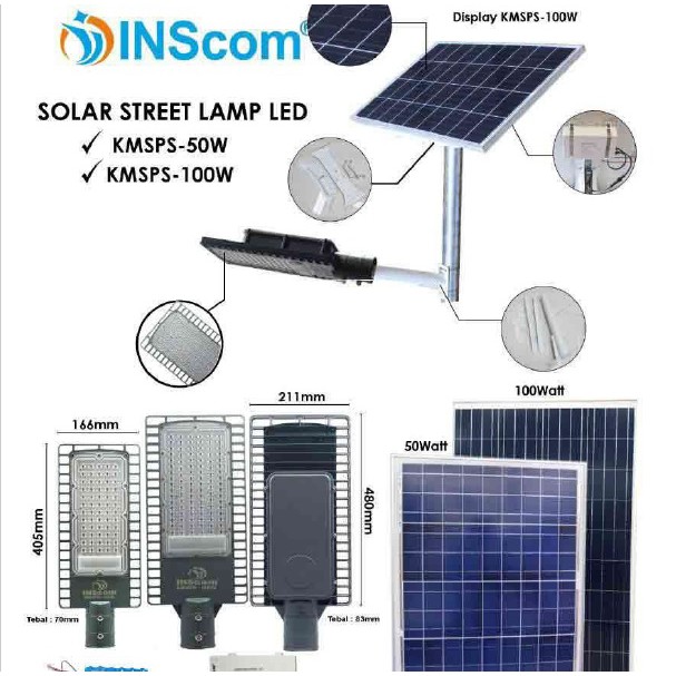 LAMPU JALAN ALL IN ONE INS KAP JALAN LED 100W + SOLARCELL + AKI