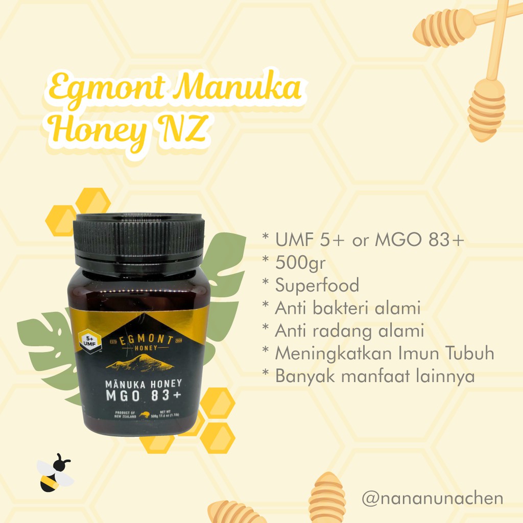 

UMF 5+ 500gr Manuka HOney Egmont New Zealand Madu Manuka NZ
