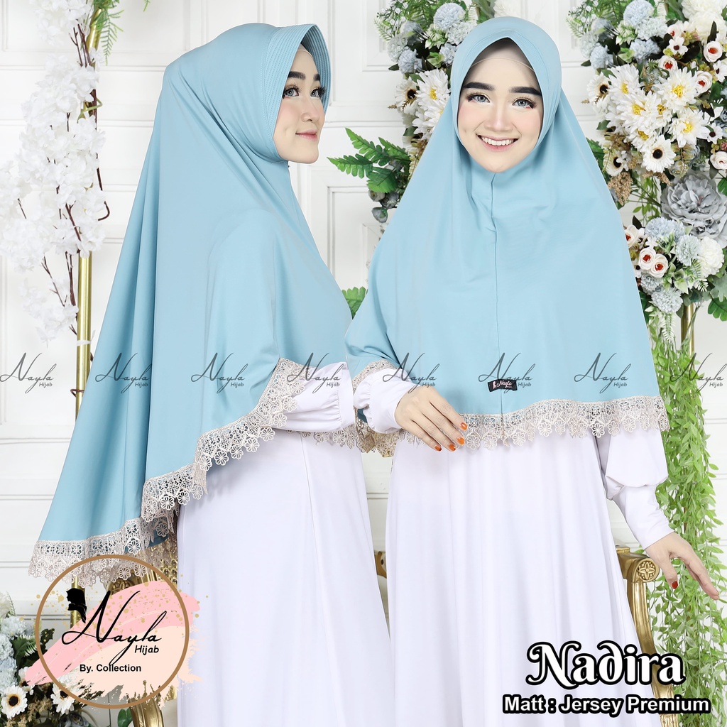 Jilbab Instan Jersey Terbaru Khimar Jersey Jumbo Renda Nadira Jilbab Bergo termurah  Nayla Hijab