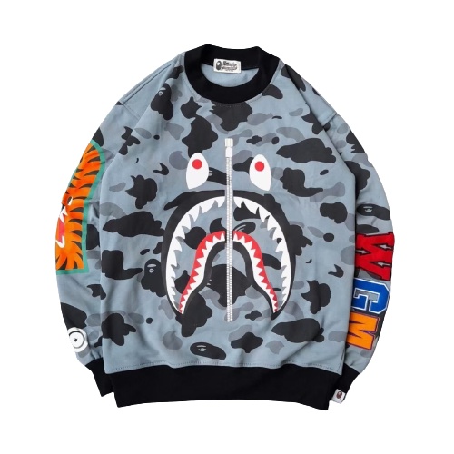 Sweater jaket BPAE Shark Camo crewneck Bpae shark Wgm glow in the dark