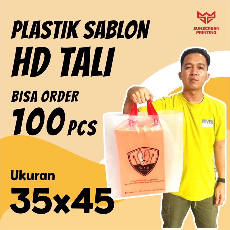 Plastik sablon custom HD tali 35x45 soft handle free design