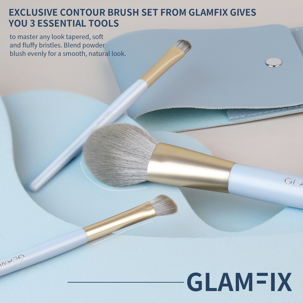 ❤ MEMEY ❤ GLAMFIX Exclusive Countur Brush Set 3pcs Free Pouch | Kuas Makeup