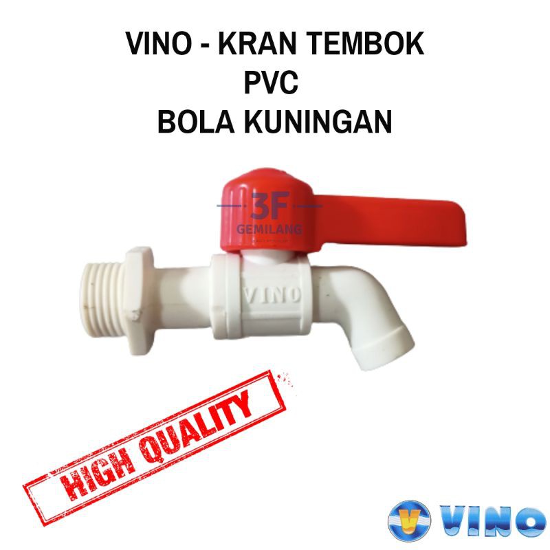 VINO - KRAN TEMBOK PVC BOLA BRASS UKURAN 1/2 INCH HIGH QUALITY