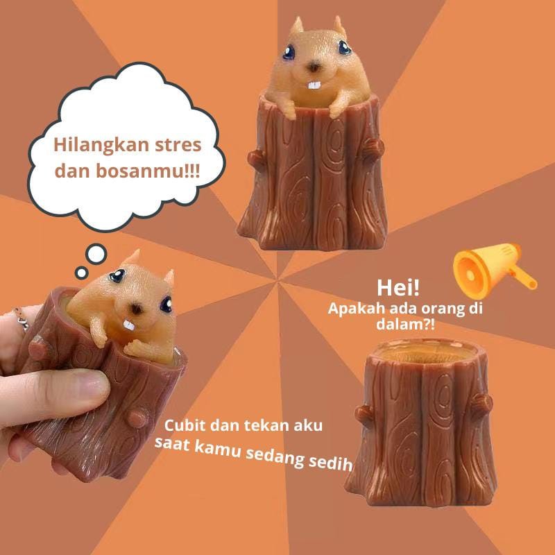 mrcaisen Mainan TUPAI Squishy tupai pohon tempat pensil tupai T005