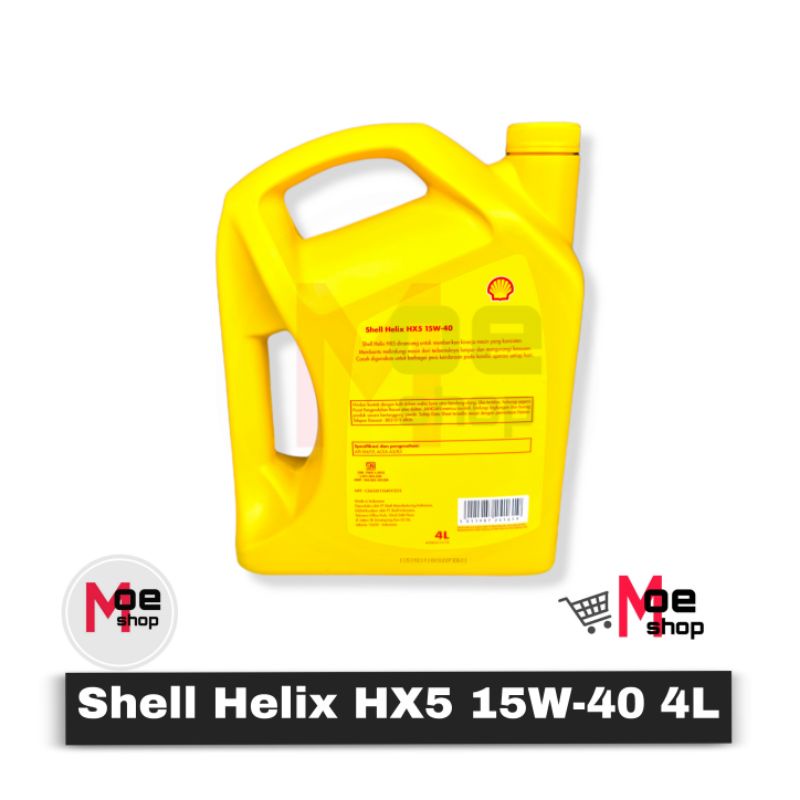 Oli Shell Helix HX5 15W-40 4L API SN/CF, ACEA A3/B3 / Oli Shell Helix HX6 10W-40 4L API SN PLUS, API SN, ACEA A3/B4 / Shell Helix HX7 Plus 4L 5W-40 Fully Synthetic API SP, API SN Plus, API SN, ACEA A3/B4