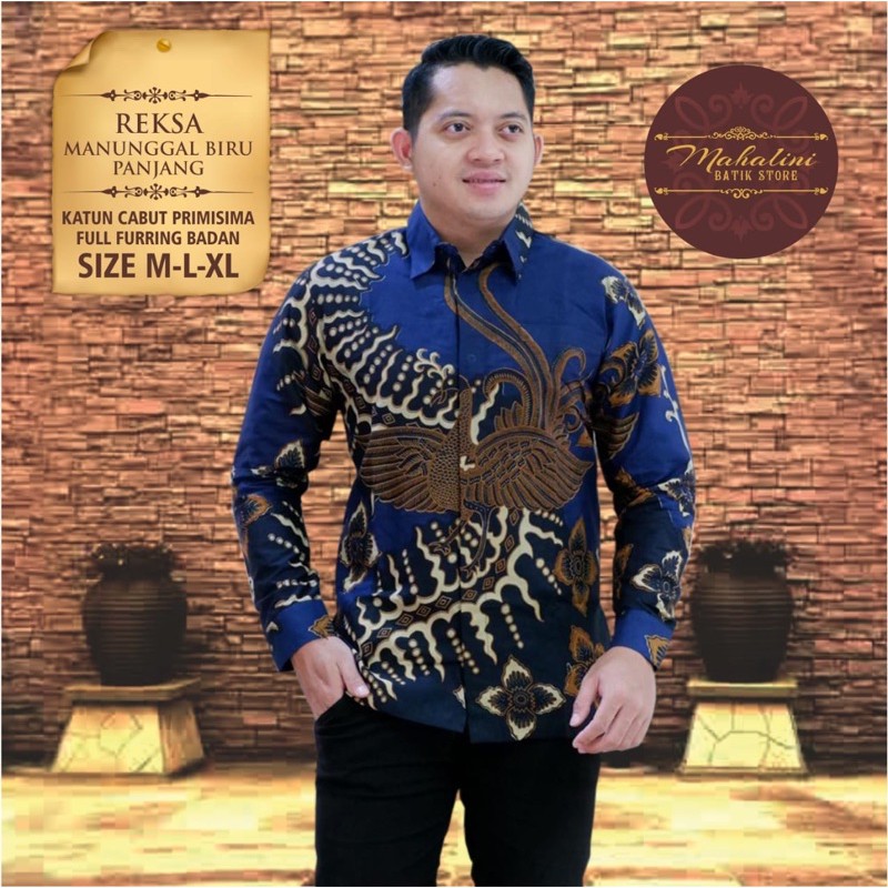 BATIK REKSA MANUNGGAL BIRU FULL FURING KATUN HALUS SIZE M-XXL HIGH QUALITY