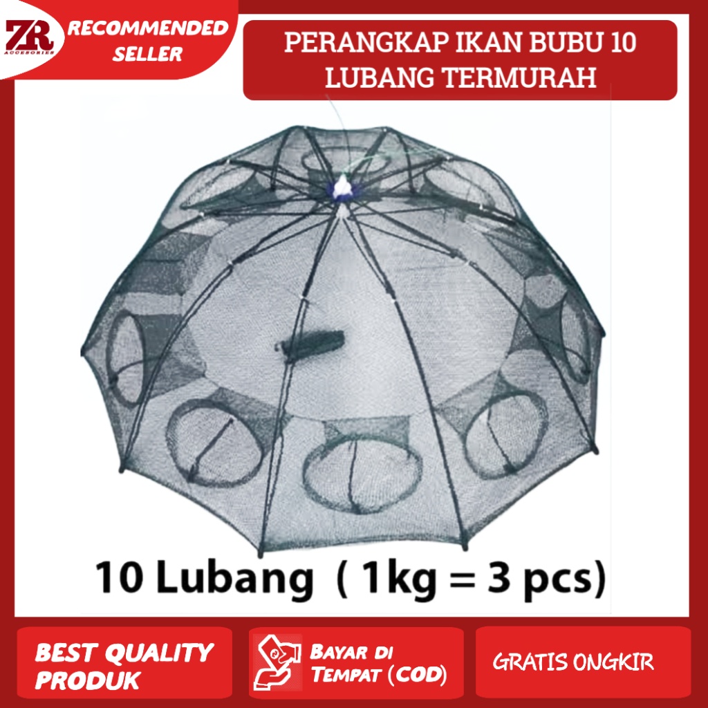 Bubu Ikan Perangkap Jaring Jala Ikan Udang Kepiting 20 Lubang Model Payung Otomatis