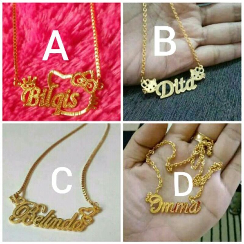 Kalung wanita / kalung titanium anti karat / kalung nama / lapis emas / kalung hello Kitty / mickey 