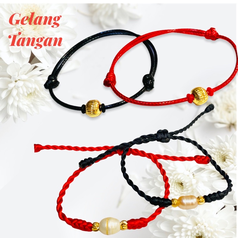 gelang tangan mutiara//gelang tangan lapis emas//gelang tangan tali serut