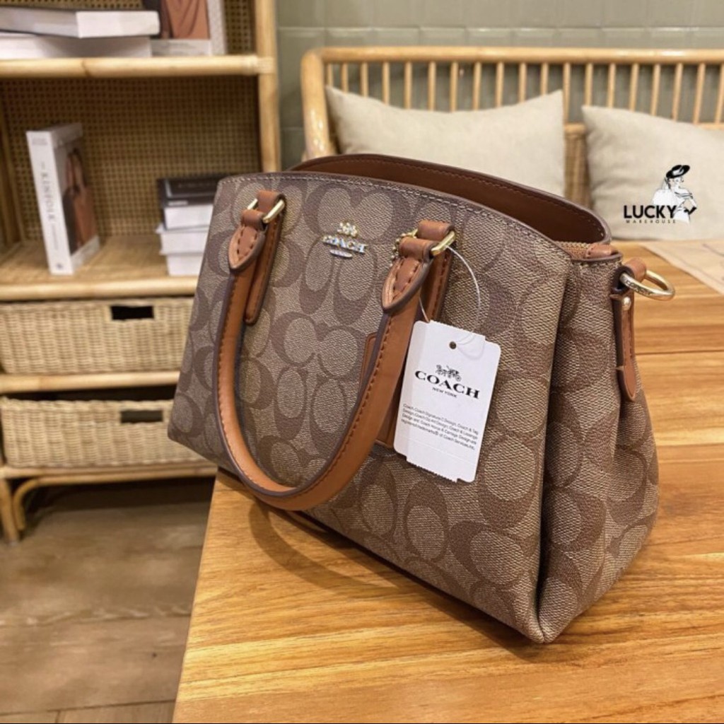 Coach Signature Mini Sage Carryall Khaki Saddle Brown - ORIGINAL 100%