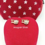 (COD)Anting jepit remaja &amp; dewasa bola disco warna rose gold mata berlian putih full perak asli 925/silver lapisan mas kuning murni!!!