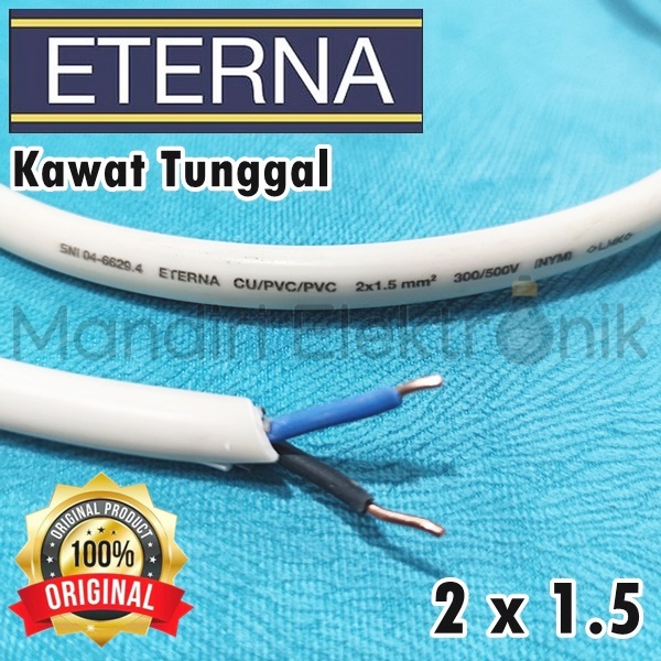 Kabel Listrik Eterna NYM 2x1,5 Kawat Tembaga Per Meter - Kabel Listrik Eterna Tunggal Meteran 2 x 1.5