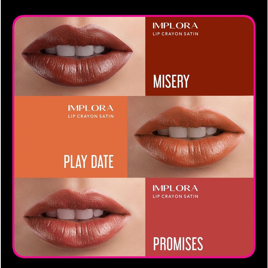[SALE] Implora Lip Crayon Satin/ PELEMBAB CREAM TINT / LIPSTIK LIPSTICK BIBIR