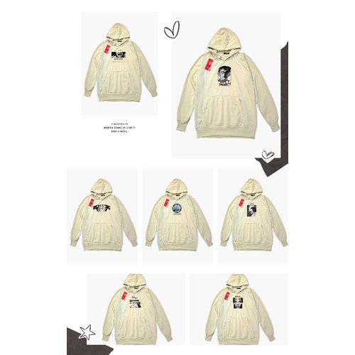 HOODIE VELTICS simple pria wanita CN series cream motif Flecee tebal