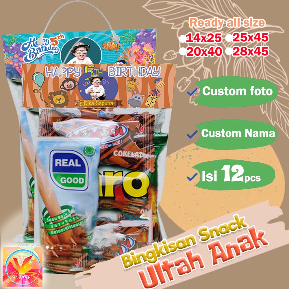 

HEMAT ISI 12 PCS kemasan bingkisan tas snack plastik ulang tahun ANAK