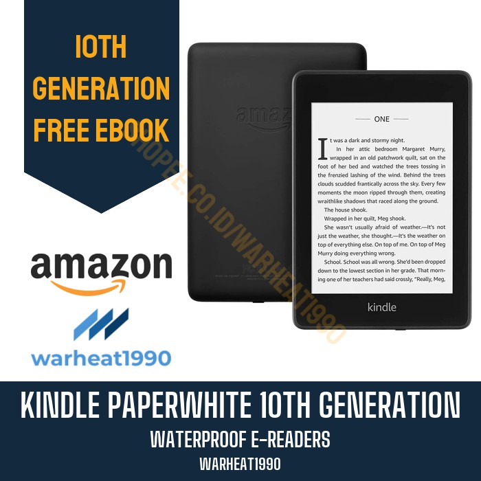 Amazon Kindle Paperwhite 10 / 10th Generation Waterproof Free Ebook-Black