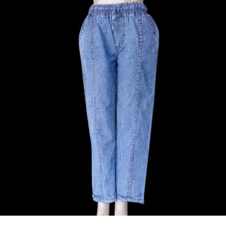 CELANA BOYFRIEND JEANS SNOW WANITA //PINGGANG KARET KULOT JEANS ♒➻ (Best Terlaris)