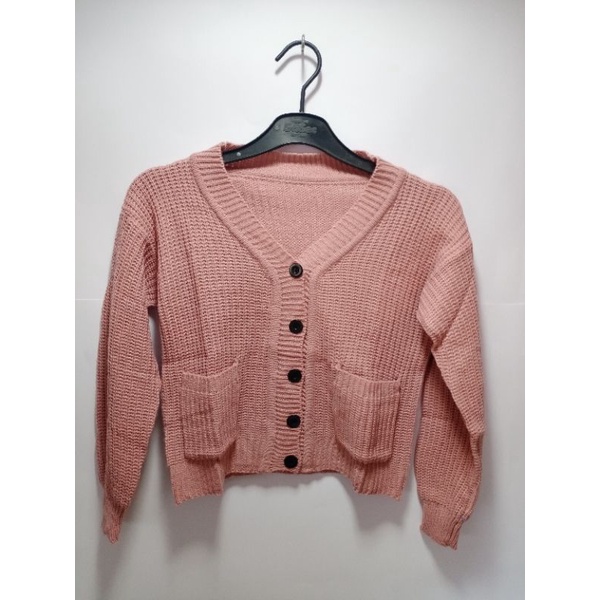 MARISKA CARDIGAN OVERSIZE RAJUT LENGAN PANJANG WANITA BAHAN TEBAL KANCING 5 OUTER KARDIGAN KEKINIAN-Kids Pink