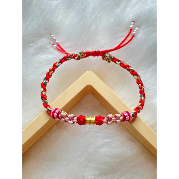 GELANG EMAS MURNI 24K GELANG TALI VARIASI EMAS GELANG CHARM GELANG TALI MERAH