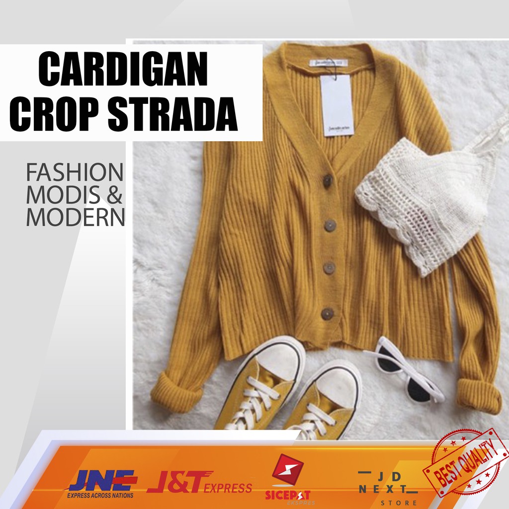 Atasan Wanita Cardigan Crop Strada Button Cardigan Willy Cardy Modis
