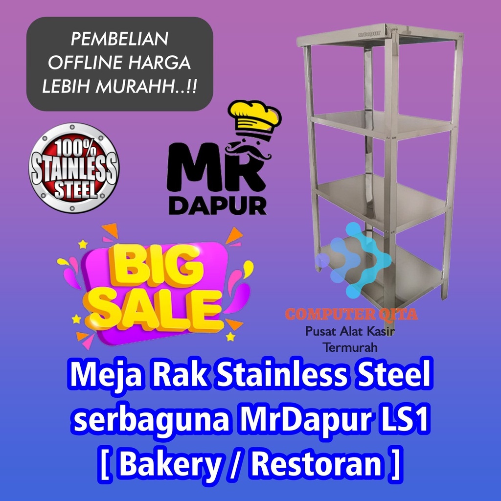 Meja Rak Stainless Steel serbaguna MrDapur LS1 [ Bakery / Restoran ]