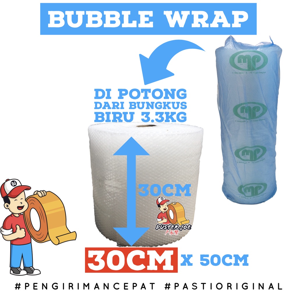 

Bubble Wrap Bening Muliapack 30CM X 50 M BUNGKUS BIRU (POT3.3KG) PER 1 ROL