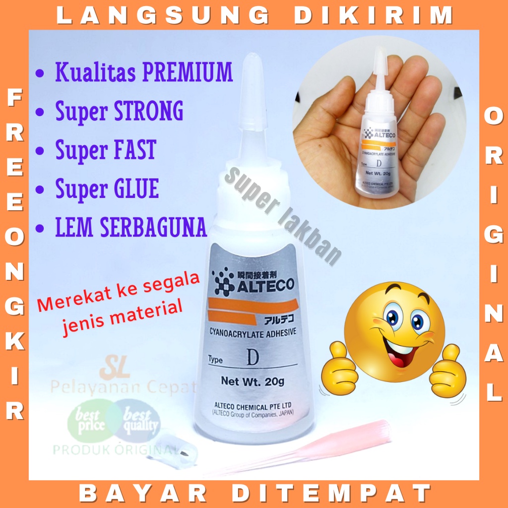 Lem Super Glue Alteco Instant Glue Japan Cyanoacrylate Botol Grade D Lebih Aman No Harmful Chemical