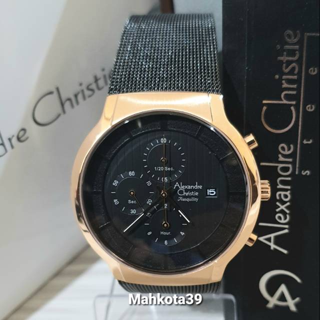 JAM TANGAN ALEXANDRE CHRISTIE AC6245MC BLACK ROSEGOLD