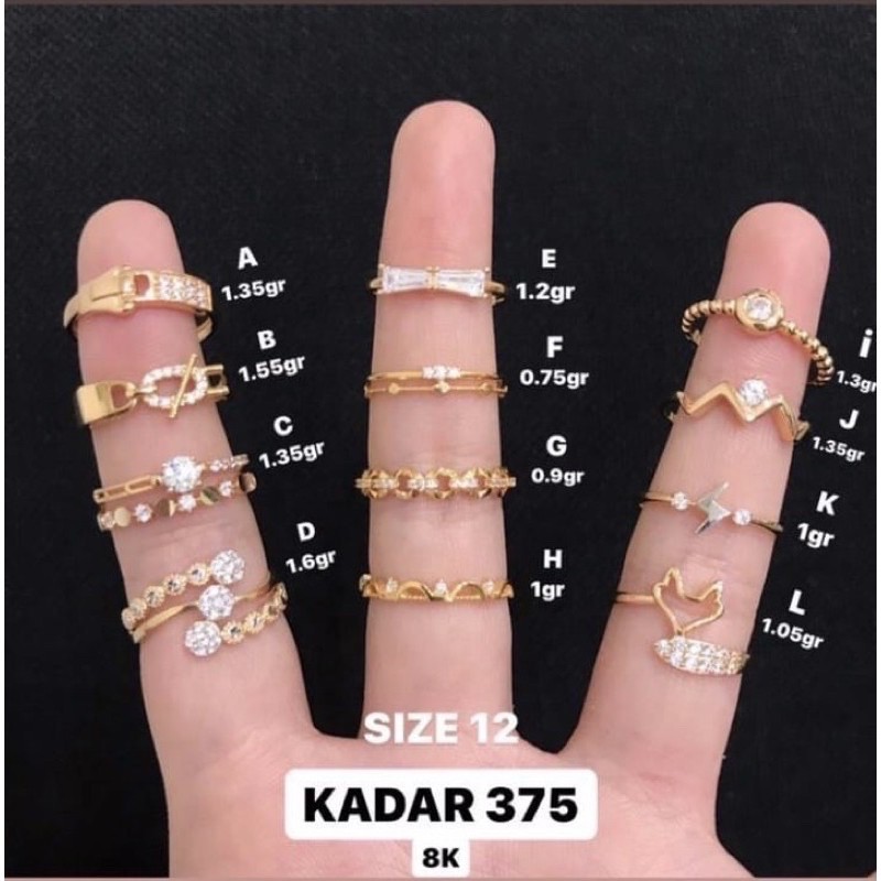Cincin Emas Asli -S12 - Cincin Emas Kadar 375 - Toko Emas - Toko Mas asli - Perhiasan Cincin
