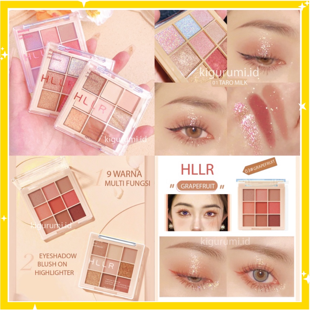 HLLR Korean Eyeshadow Pallete Murah Matte Eyeshadow Palet Waterproof 9 Warna XX058