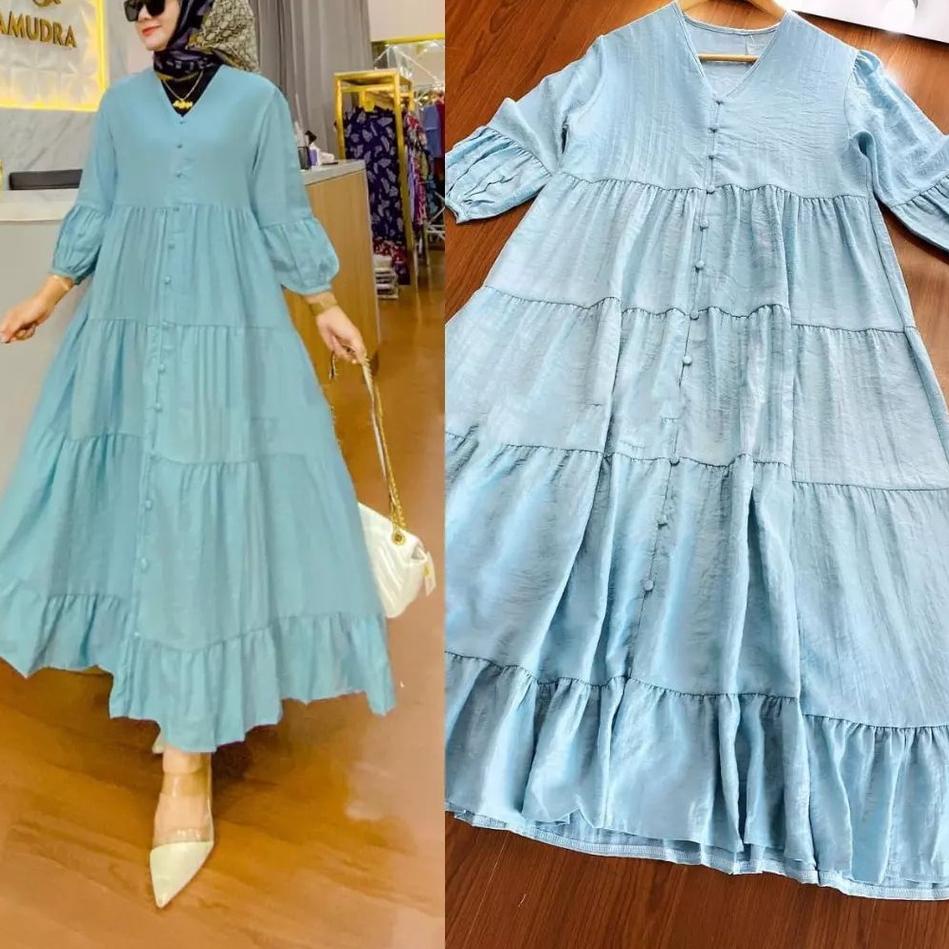 Menarik.. Gamis Midi Dress Premium Baju Dress Wanita Muslim Long Dress Jumbo XL, XXL, XXXL Dress Put