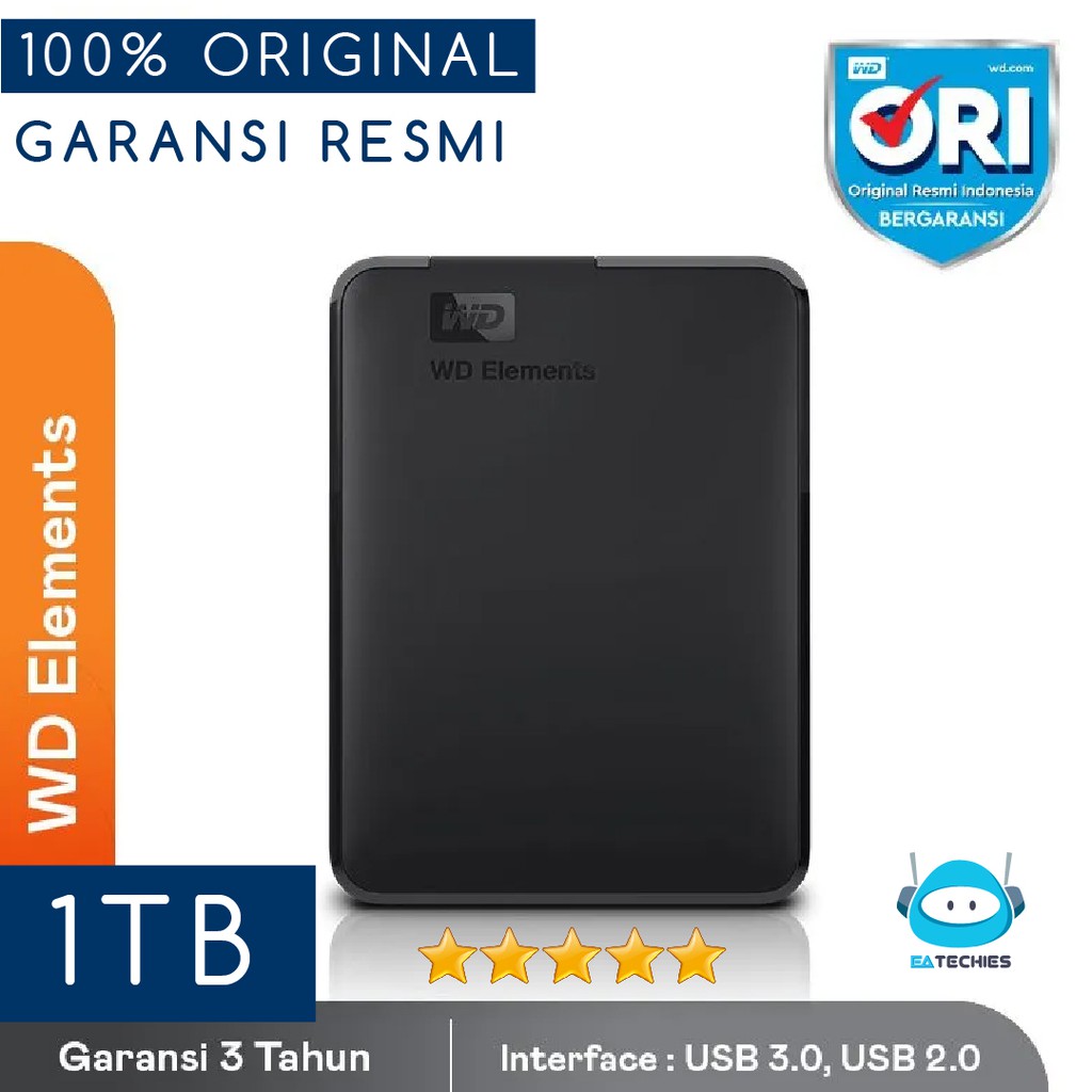 WD Elements 1TB 2,5inch Harddisk Element 1Tera HDD External Garansi Resmi New Sealed