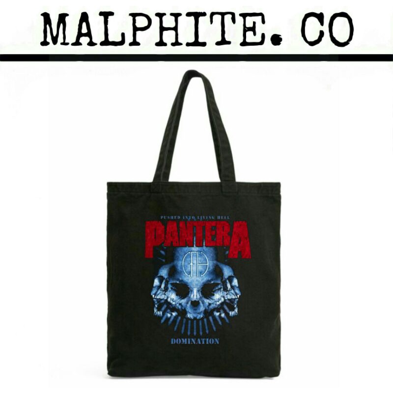 Totebag Pantera Domination Tote Bag Motif Logo Band Metal Merch Tas Jinjing Selempang Shoulder Hand 
