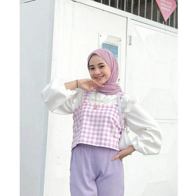 ilook | Tanktop Anjas | Tanktop Serena Gingham | Tanktop Outer Bahan Creap Motif Kotak