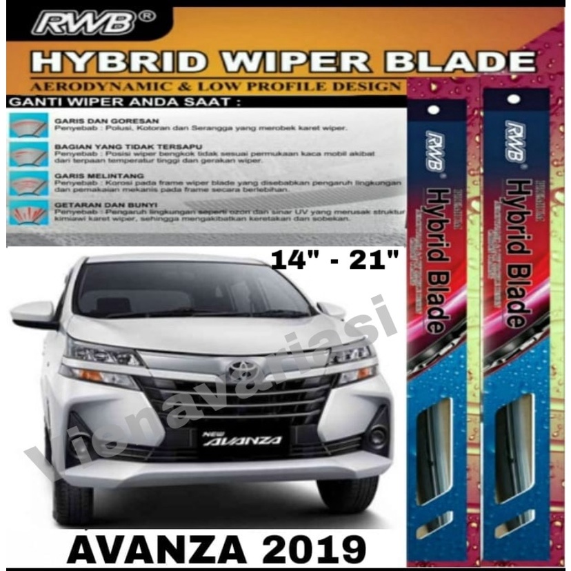 Wiper Hybrid Blade RWB Pembersih Kaca Mobil Avanza VVTI 2004 - 2011 Uk. 20 - 16
