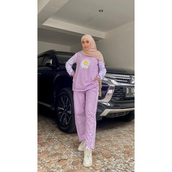 Setelan Olahraga Wanita - Baju Olahraga Wanita Muslim - Setelan Senam Sepeda Gowes Wanita PEACH-ABU-1