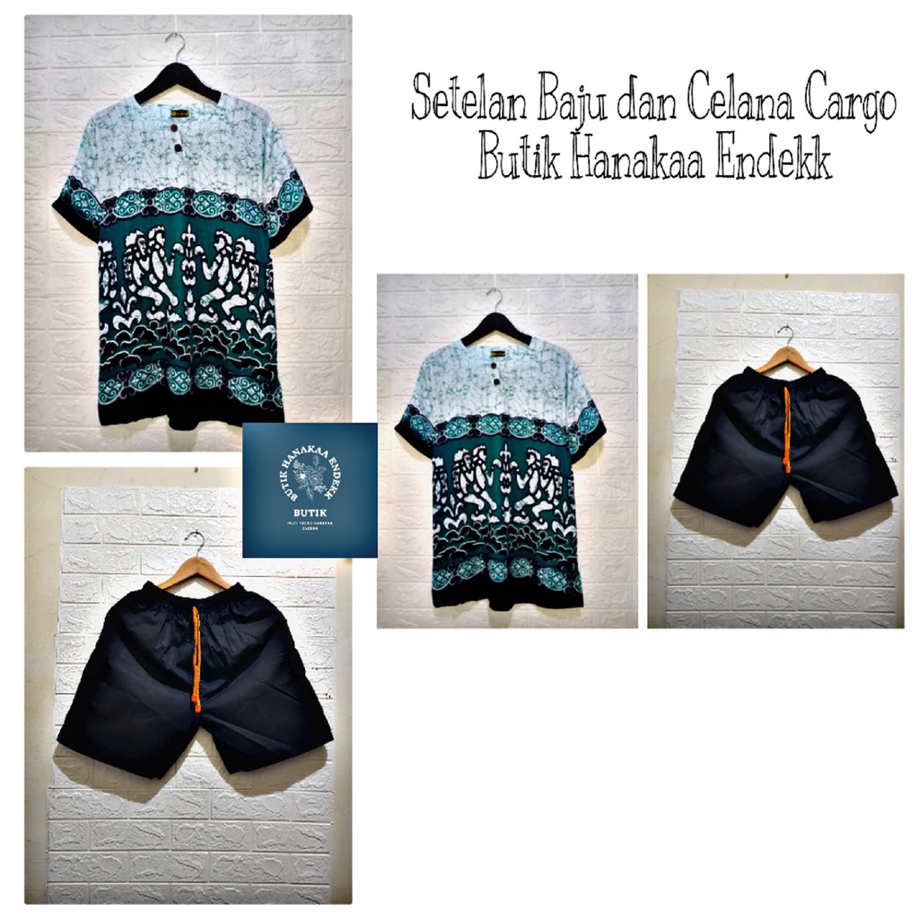 Set/Setelan Baju dan Celana Cargo Etnik Asmad Putih Pria/Wanita (Unisex)