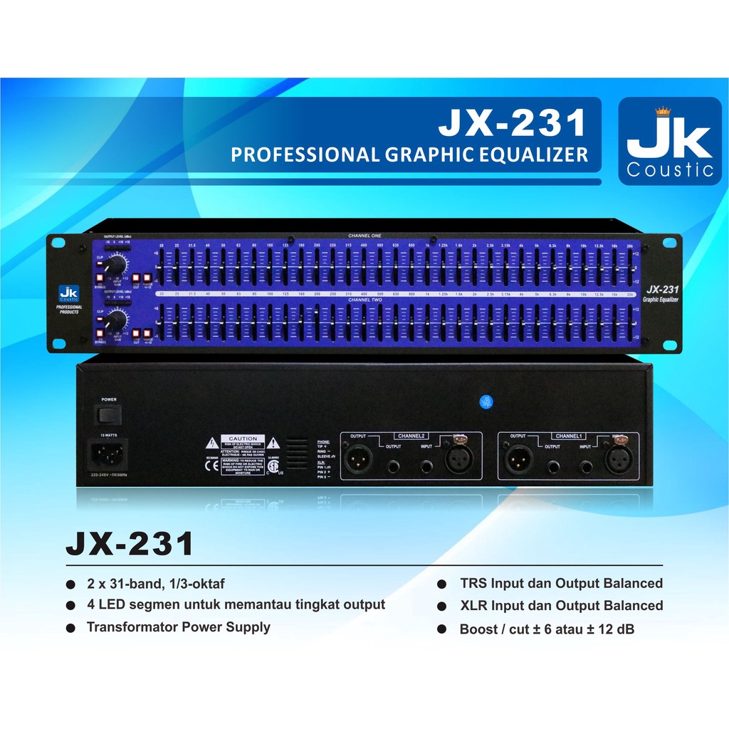 Equalizer JK Coustic JX-231 2x31 band