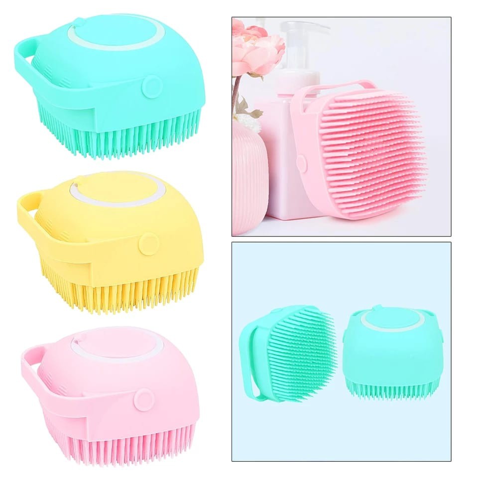 Sikat Mandi Silikon Bisa Diisi sabun / Bath Brush Dispenser Portable Sabun Dan Shampo Bahan Lembut